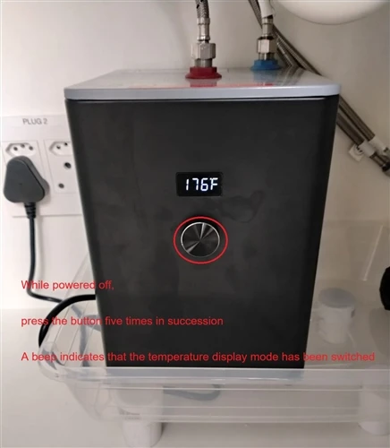Como mudar o aquecedor de água de C para F?